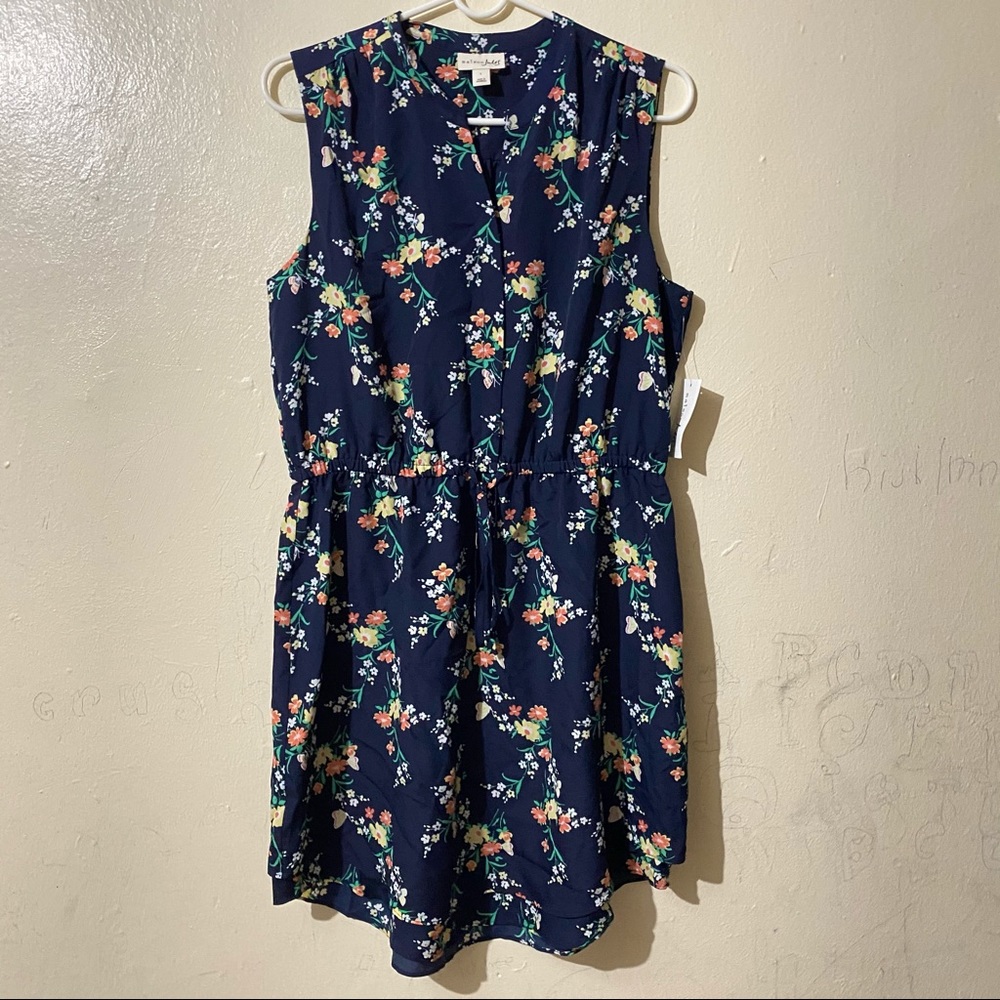 Maison Jules Navy Blue Floral Dress Size L